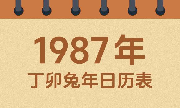 1987年日历表：1987丁卯兔年公历农历对照表